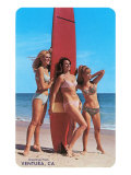 Three Woman Surfers in Bikinis Greetings from Ventura