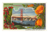 Greetings from California with Golden Gate Bridge and Poppies