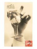 Bonne Annee  Woman in Wine Glass