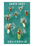 Surfers from Above  Santa Cruz  California