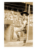 Cowgirl with Ropes on Fence