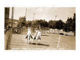 Woman Shooting Rifle from Horse