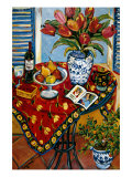 Blue and White with Tangerine Tree