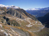 St Gotthard Pass  with First Autumn Snow on the Mountains  in Ticino  Switzerland