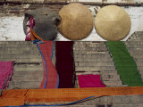 Woman Laying Saris Out to Dry  Varanasi  Uttar Pradesh  India