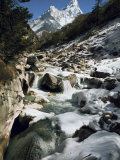 Mountain Stream and Peaks Beyond  Himalayas  Nepal