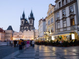 Evening  Cafes  Old Town Square  Church of Our Lady before Tyn  Old Town  Prague  Czech Republic