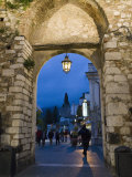 Gateway into Town at Night  Taormina  Sicily  Italy  Europe