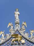 St Mark and Angels on the Facade of Basilica Di San Marco  St Mark's Square  Venice  Italy