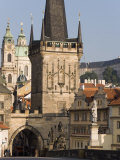 Charles Bridge  Little Quarter Bridge Tower  Church of St Nicholas  Prague  Czech Republic