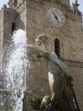 Fountain and Cathedral  Monreale  Palermo  Sicily  Italy  Europe