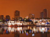 Rainbow Harbor and Skyline  Long Beach City  Los Angeles  California  USA