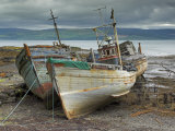 Wrecked Fishing Boats in Gathering Storm  Salen  Isle of Mull  Inner Hebrides  Scotland  UK