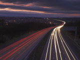 Traffic Light Trails in the Evening on the M1 Motorway Near Junction 28  Derbyshire  England  UK