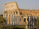 Colosseum and False Roman Columns for Theatre  Rome  Lazio  Italy  Europe