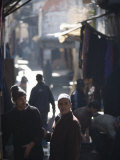 Local Moroccans in Souk  Medina  Fez  Morocco  North Africa  Africa