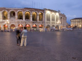Piazza Bra  Roman Arena at Dusk  Verona  Veneto  Italy  Europe
