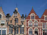 Lamp and Facades  Main Square  Markt  Bruges  Belgium  Europe
