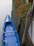 High View of Blue Boat in Canal  Venice  Veneto  Italy  Europe