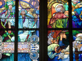 Stained Glass Window  St Vitus's Cathedral  Prague  Czech Republic  Europe