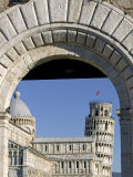 Piazzetta Dei Miracoli Including Duomo and Leaning Tower  Through Porta Nuova  Pisa  Tuscany  Italy