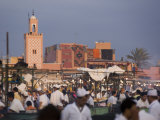 Open Air Restaurants on Place Jemaa El-Fna in the Evening  Marrakech  Morocco  North Africa  Africa