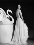 Kay Francis Modeling White Chiffon Evening Gown  1937