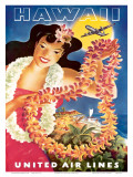 Hawaii  United Air Lines  Hawaiian Girl with Leis  c1949