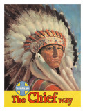 Santa Fe Railroad  The Chief Way  Native American Indian  c1955