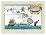 Vintage Style Map of the Hawaiian Islands