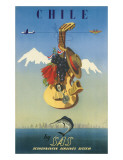Scandinavian Airlines Chile  Gaucho Guitar  c1951