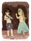 Let's Dance  Hand Colored Photo of Hawaiian Children