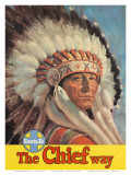 Santa Fe Railroad  The Chief Way  Native American Indian  c1955