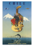 Scandinavian Airlines Chile  Gaucho Guitar  c1951