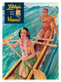 Surfing on Outrigger Canoe  Libby's Pineapple Hawaii  c1957