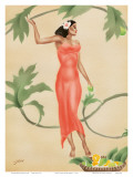 Hawaiian Lady with Red Dress c1930s