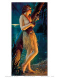Ukulele Wahine  Topless Hula Pin-up Girl c1930s