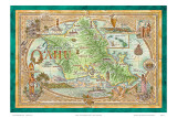 Oahu  The Gathering Place  Vintage Map of Oahu  Hawaii