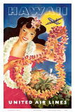 Hawaii  United Air Lines  Hawaiian Girl with Leis  c1949