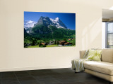 Town and Mountains  Grindelwald  Alps  Switzerland