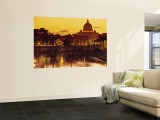 St Peter's Basilica and Ponte Saint Angelo  Rome  Italy