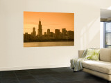 Lake Michigan and Skyline Including Sears Tower  Chicago  Illinois