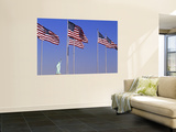 Statue of Liberty and Us Flags  New York City  USA