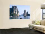 Halong Bay  Karst Limestone Rocks  House Boats  Vietnam