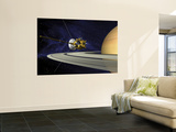 Artists Concept of Cassini During the Saturn Orbit Insertion Maneuver