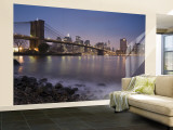 Lower Manhattan and Brooklyn Bridge  New York City  USA