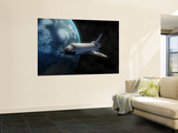 Space Shuttle Backdropped Against Earth