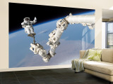 Astronaut Anchored to a Foot Restraint on the International Space Station's Canadarm2