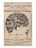 Phrenological Chart of the Brain of Charles J Guiteau  Assassin of President James Garfield  1880s