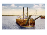 Boat Loaded with Cotton on the Mississippi River at New Orleans  1935